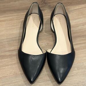 NWT Cole Haan Black Leather Flats, Pointed Toe, Size 8.5!